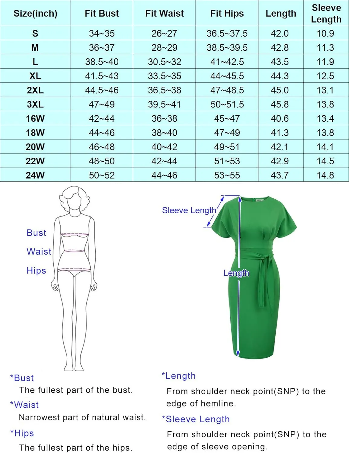 JASAMBAC Women's Bodycon Pencil Dress Office Wear to Work Dresses with Pocket Belt