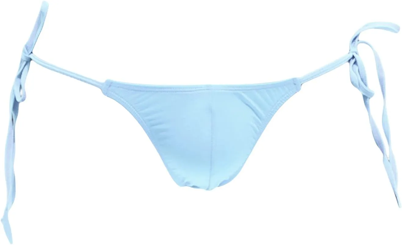 JEsilunmaMY Ice Silk Underwear for Men Low Rise Tie Side Pouch Sissy G-String Thongs Strappy Sexy Bikini Briefs Underpants