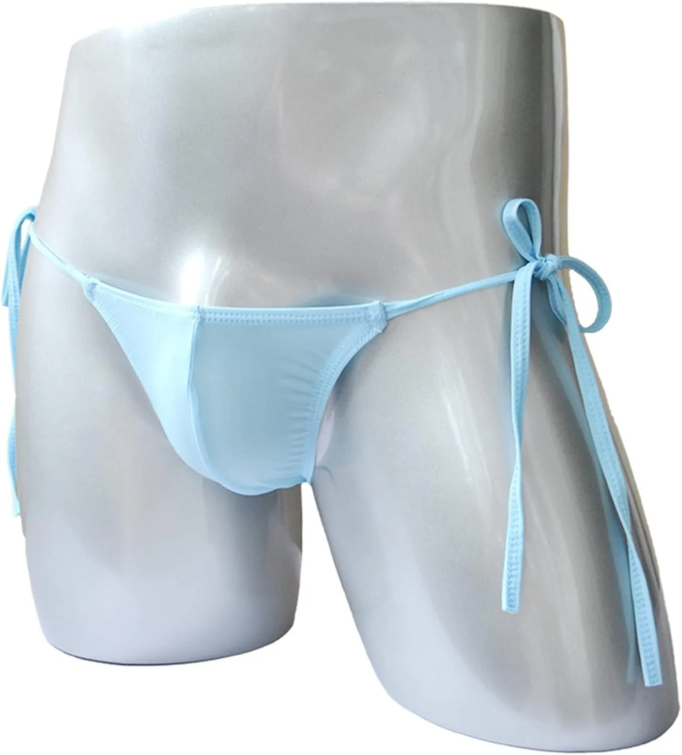 JEsilunmaMY Ice Silk Underwear for Men Low Rise Tie Side Pouch Sissy G-String Thongs Strappy Sexy Bikini Briefs Underpants
