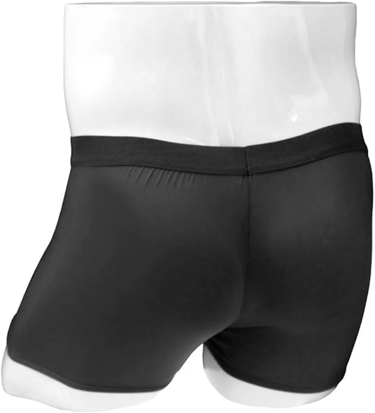 JEsilunmaMY Men's Faux Leather Boxer Briefs Ice Silk Mide Rise Open Zipper Pouch Underwear Stretch Comfortable Sexy Panties