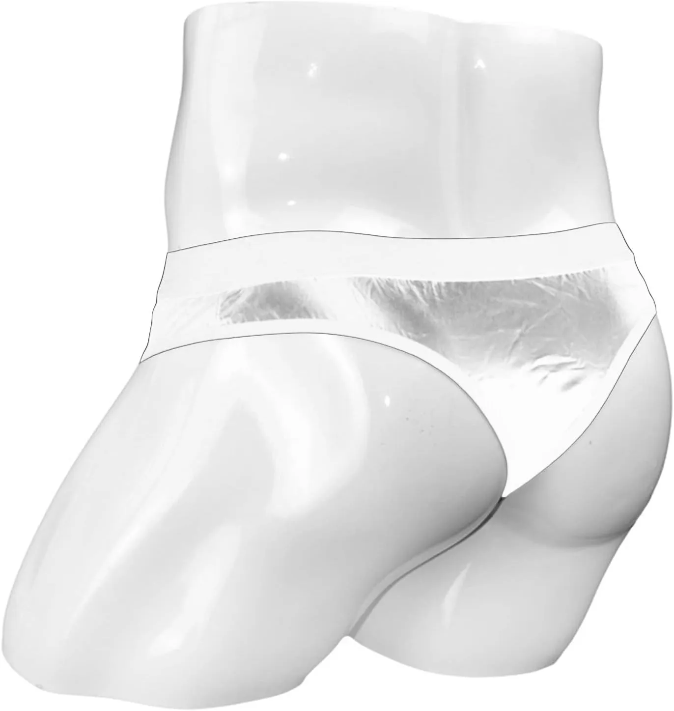 JEsilunmaMY Mens Hollow Leather Briefs Mid Waist Cutout Athletic Supporter Underwear Sexy Erotic Lingerie Open Front Panties