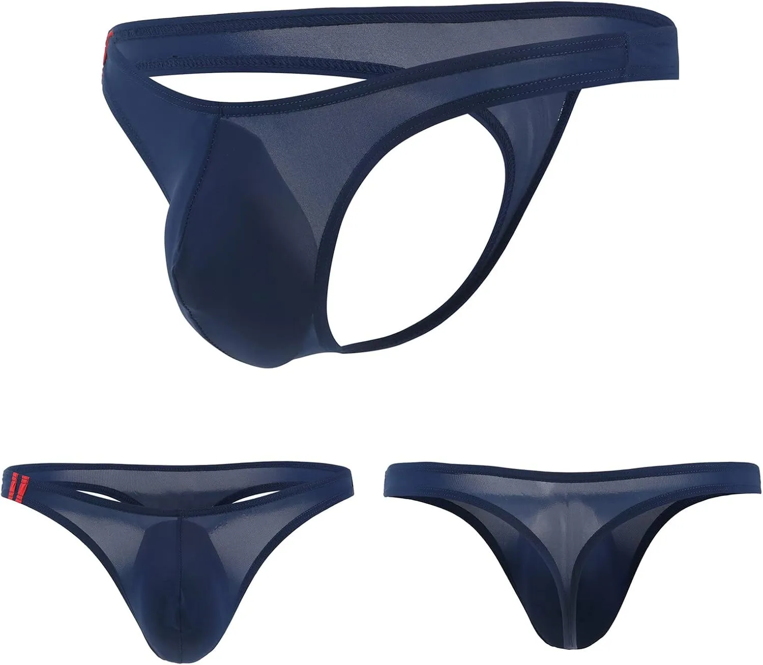JEsilunmaMY Mens Ice Silk G-String Briefs See Through Bulge Pouch Thong Sexy Panties Low Rise Mesh Jockstrap Bikini Underwear