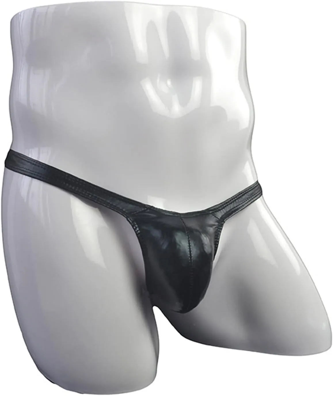 JEsilunmaMY Mens Leather Pouch Thongs Low Rise Stretch T-Back G-String Underwear Solid Sexy Panties Bikini Briefs Underpants