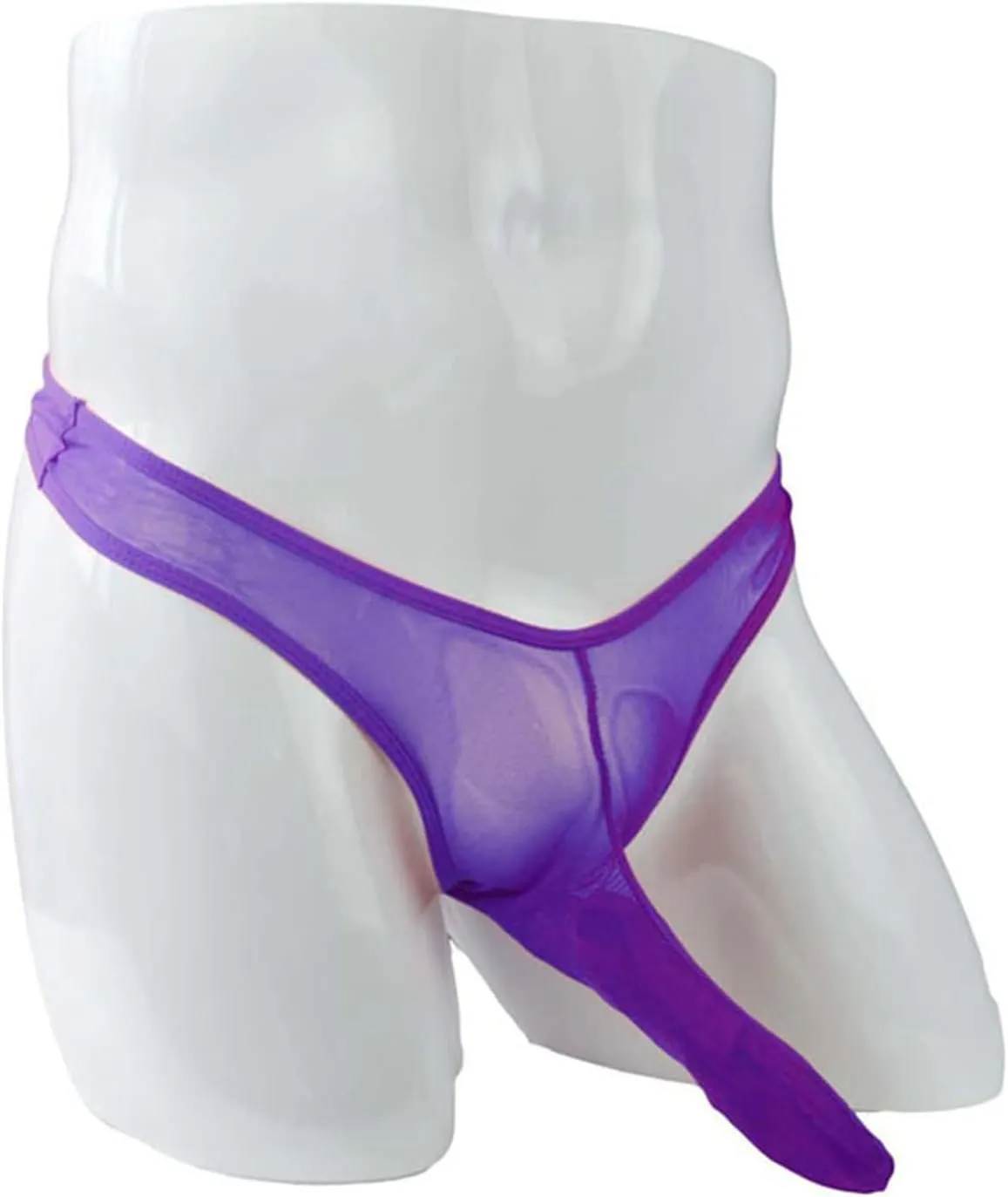 JEsilunmaMY Sexy Mesh Briefs for Men Low Rise G String Elephant Nose Underwear See Through T Back Bulge Pouch Bikini Thongs