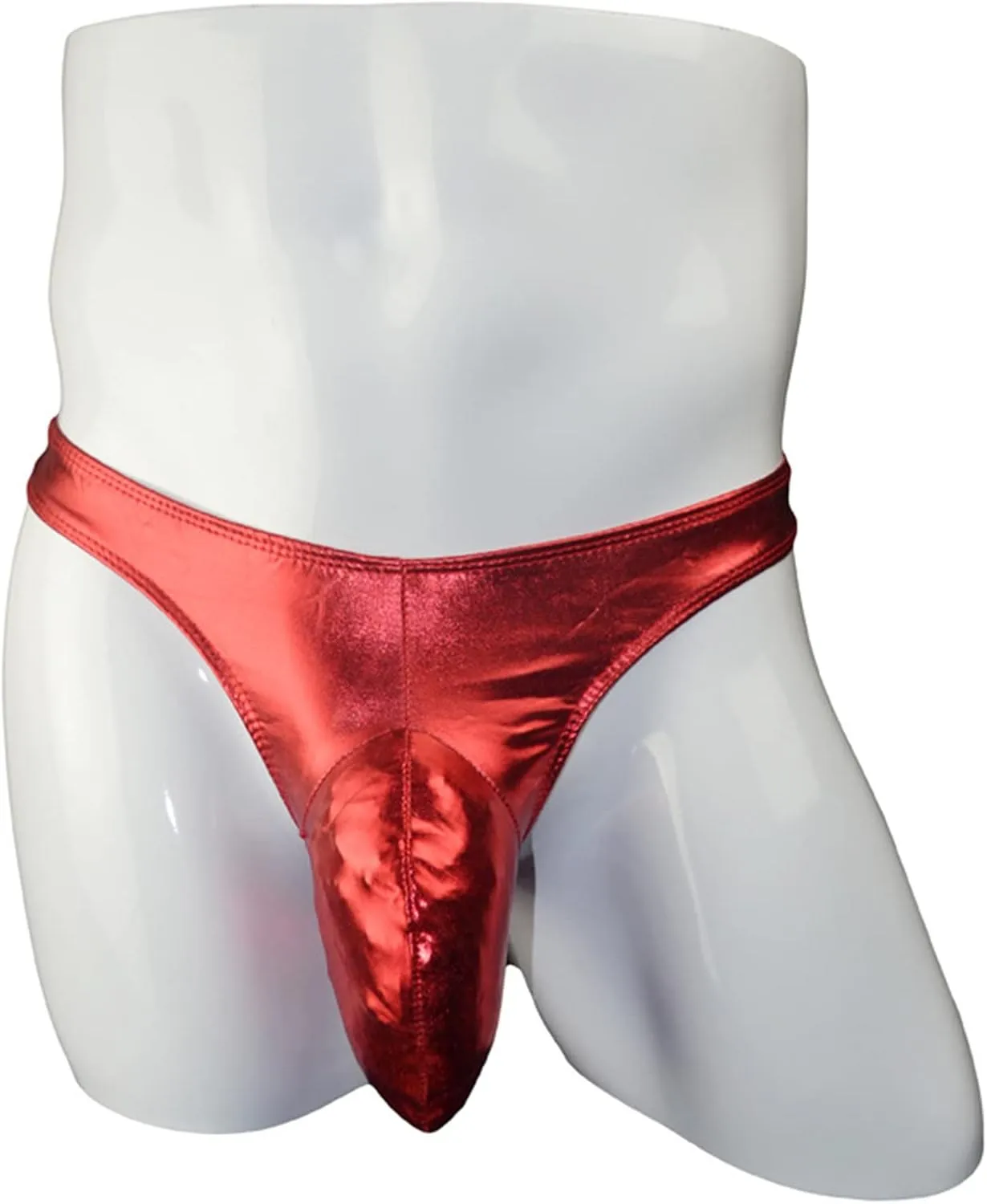 JEsilunmaMY Shiny Leather Briefs for Men Low Rise Elephant Nose Bulge Pouch Thongs Athletic Supporter G-Strings Underwear