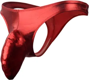 JEsilunmaMY Shiny Leather Briefs for Men Low Rise Elephant Nose Bulge Pouch Thongs Athletic Supporter G-Strings Underwear