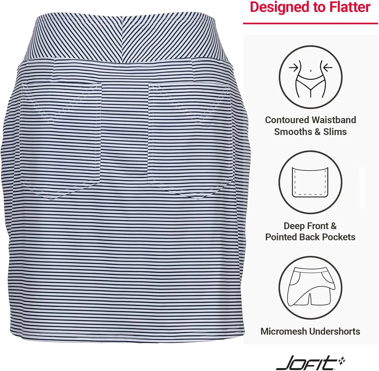 Jofit Apparel Women's Athletic Clothing 17" Mini Skort for Golf, Workout, and Casual Wear