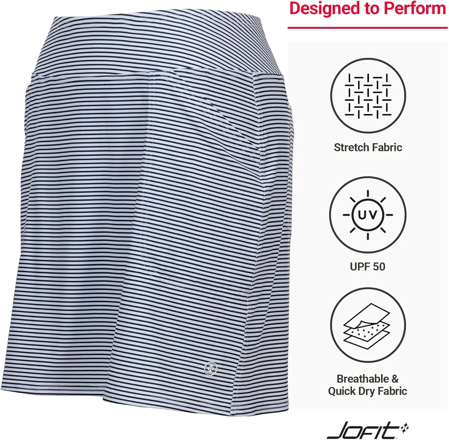 Jofit Apparel Women's Athletic Clothing 17" Mini Skort for Golf, Workout, and Casual Wear
