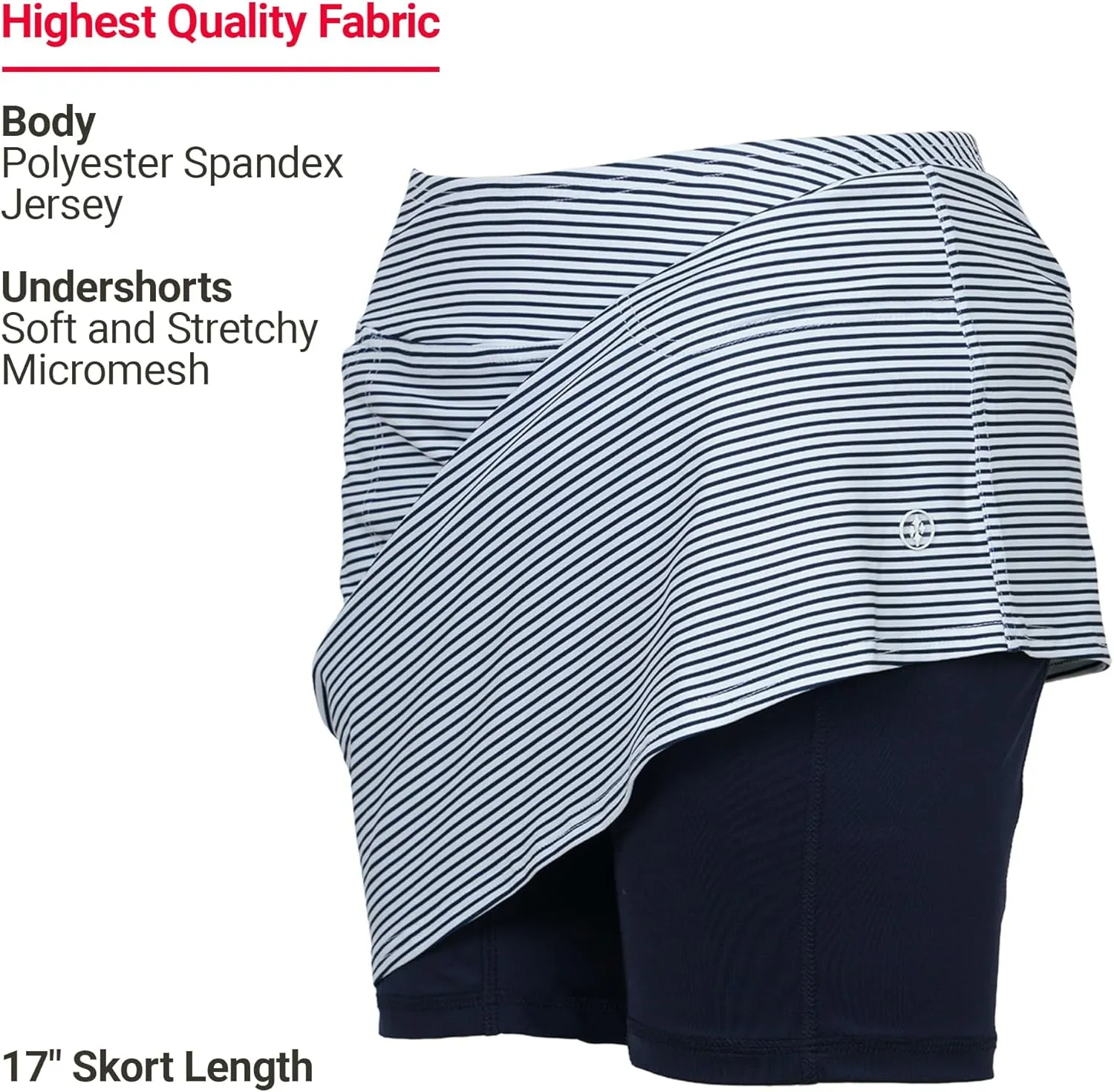 Jofit Apparel Women's Athletic Clothing 17" Mini Skort for Golf, Workout, and Casual Wear