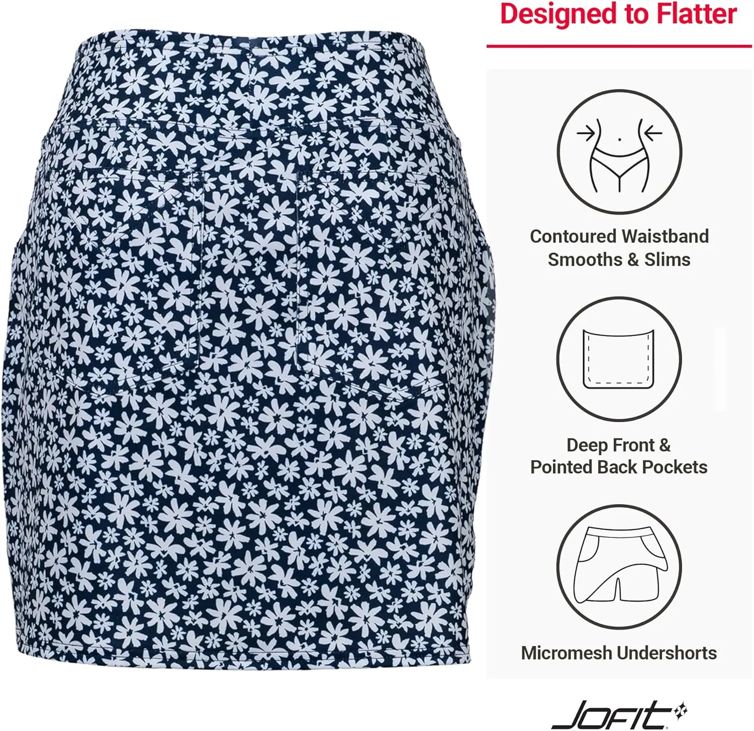 Jofit Apparel Women's Athletic Clothing 17" Mini Skort for Golf, Workout, and Casual Wear