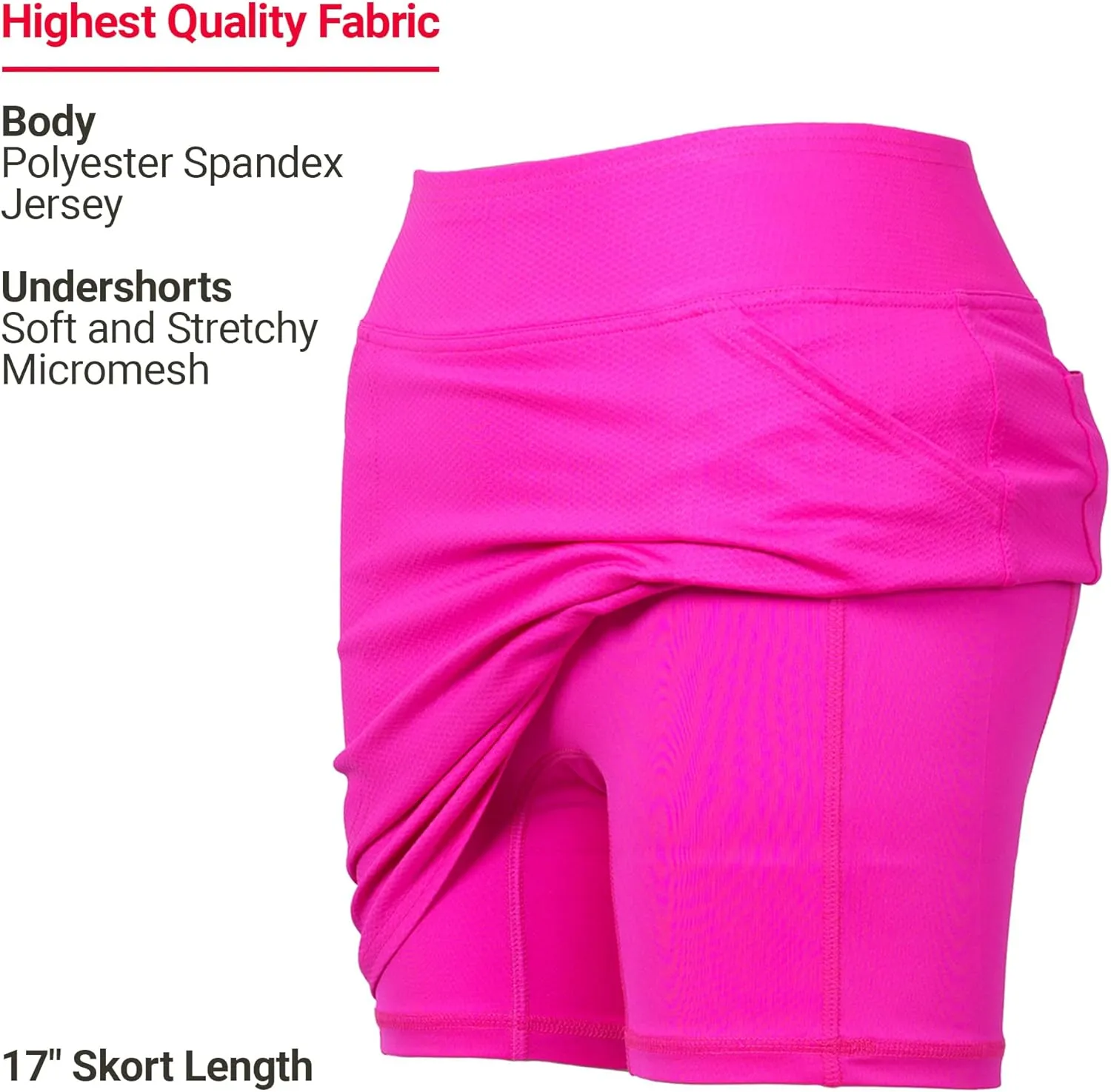 Jofit Apparel Women's Athletic Clothing 17" Mini Skort for Golf, Workout, and Casual Wear