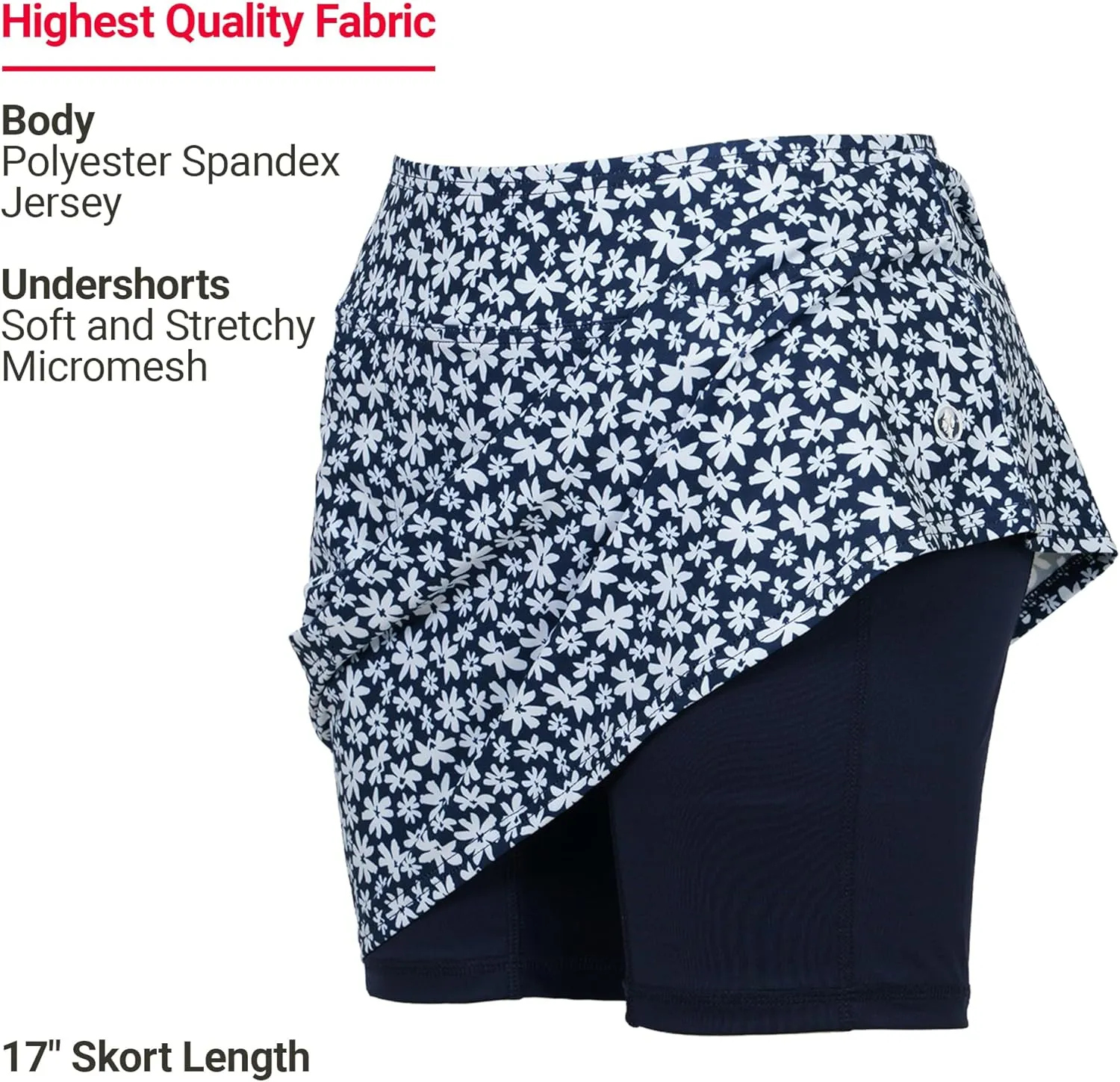 Jofit Apparel Women's Athletic Clothing 17" Mini Skort for Golf, Workout, and Casual Wear