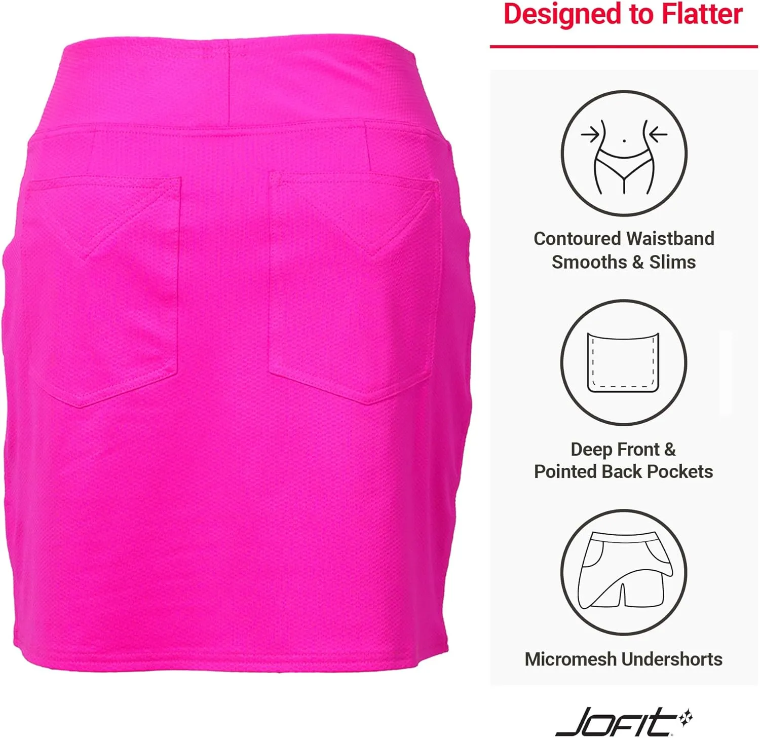 Jofit Apparel Women's Athletic Clothing 17" Mini Skort for Golf, Workout, and Casual Wear