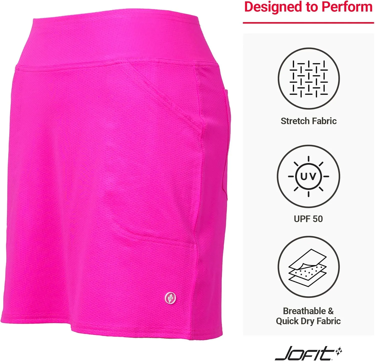 Jofit Apparel Women's Athletic Clothing 17" Mini Skort for Golf, Workout, and Casual Wear