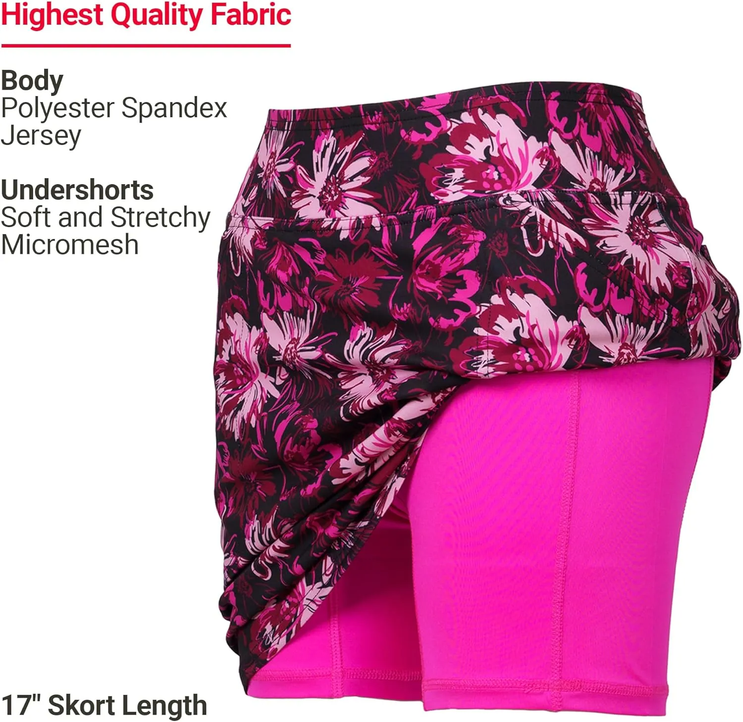 Jofit Apparel Women's Athletic Clothing 17" Mini Skort for Golf, Workout, and Casual Wear