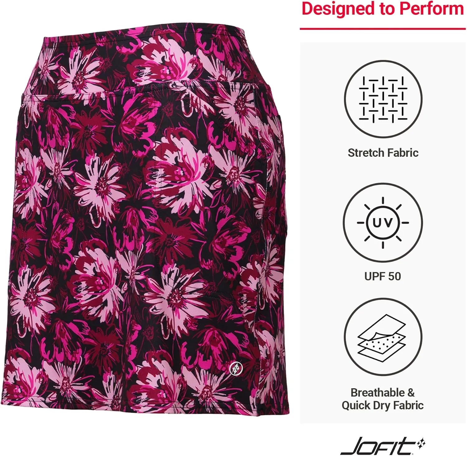 Jofit Apparel Women's Athletic Clothing 17" Mini Skort for Golf, Workout, and Casual Wear