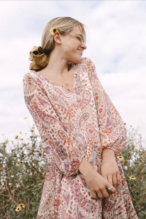 Jubilee Paisley Print Flowy Dress - Ivory