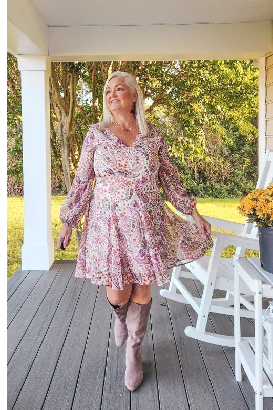 Jubilee Paisley Print Flowy Dress - Ivory