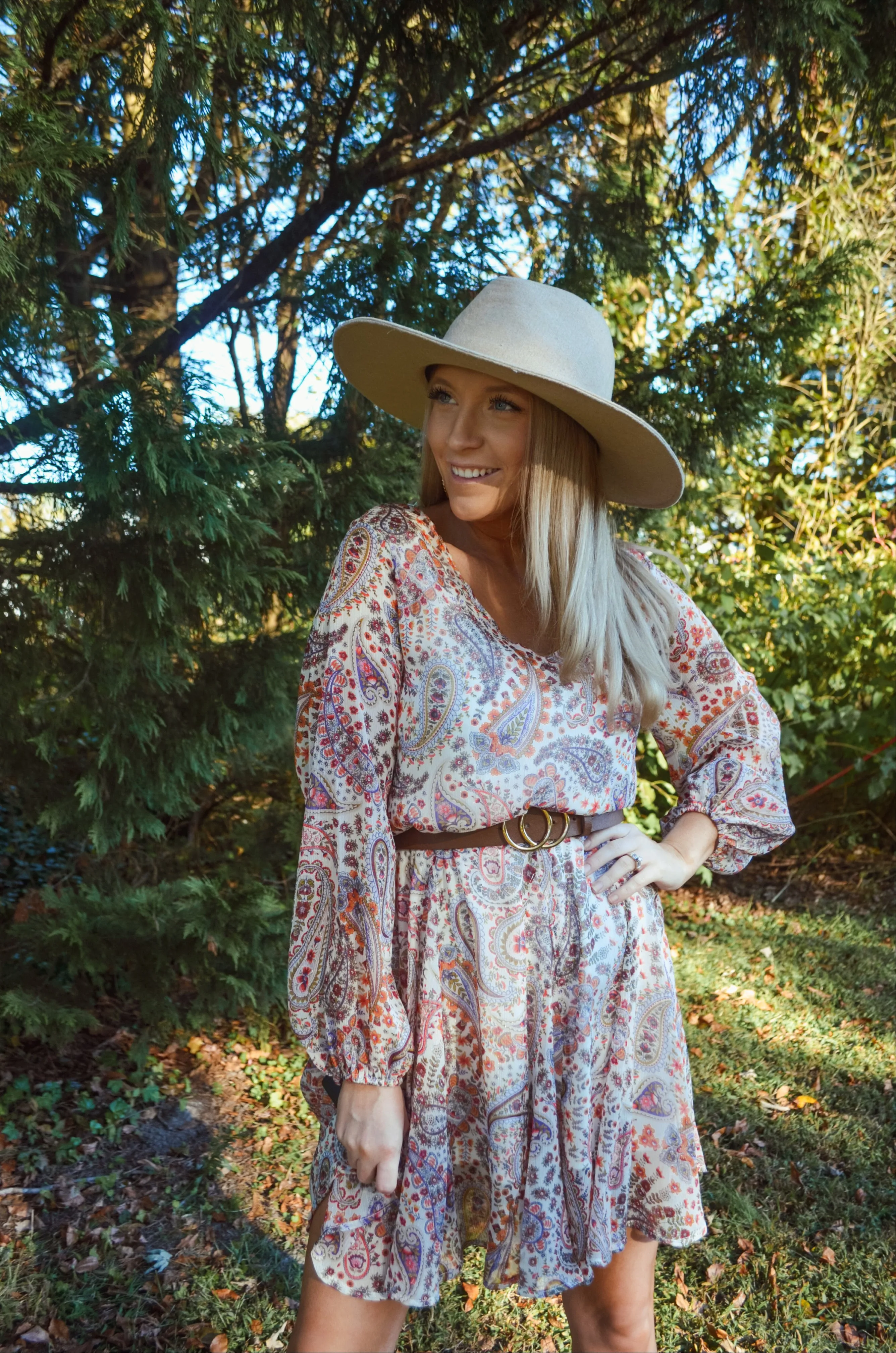Jubilee Paisley Print Flowy Dress - Ivory