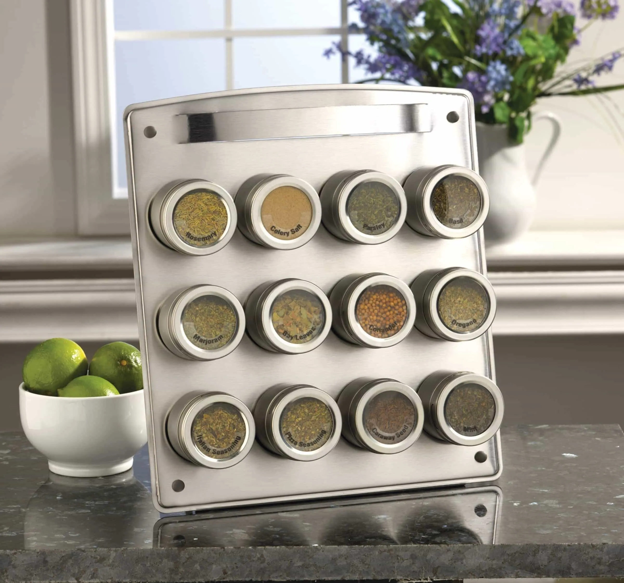 Kamenstein Magnetic 12-Tin Spice Rack with Free Spice Refills for 5 Years