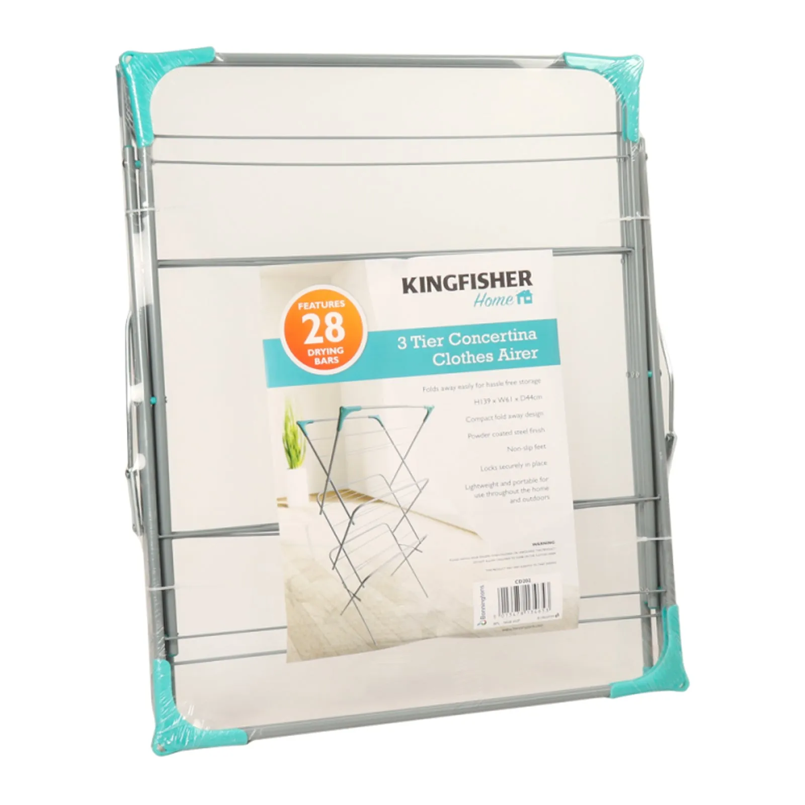 Kingfisher 26-Bar 3-Tier Deluxe Clothes Airer