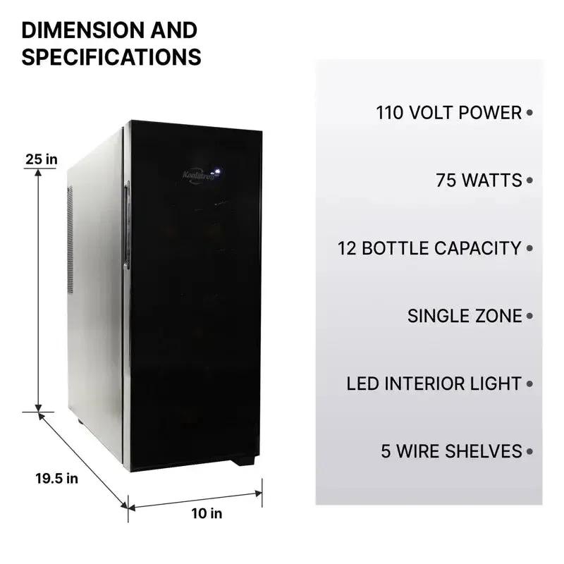 Koolatron 12 Bottle Wine Cooler Thermoelectric Freestanding Wine Fridge