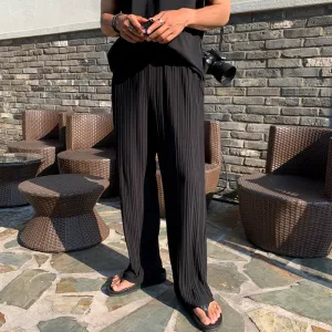 [Korean Style] Ice Silk Pleated Casual Pants