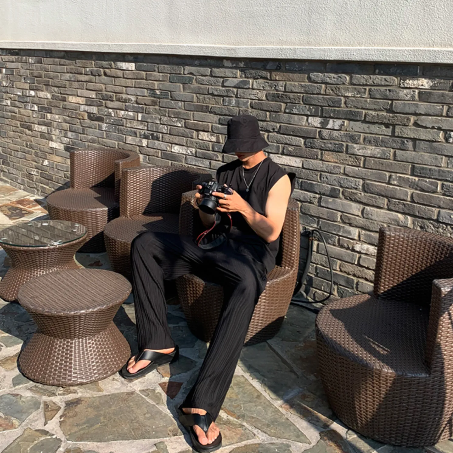 [Korean Style] Ice Silk Pleated Casual Pants
