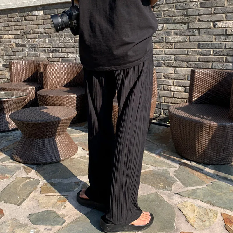 [Korean Style] Ice Silk Pleated Casual Pants