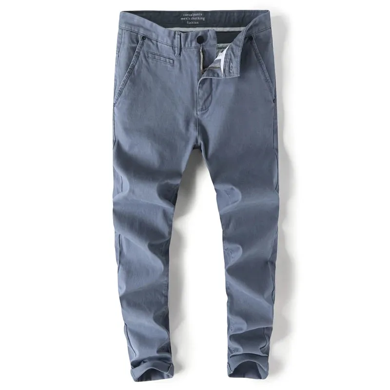 KSTUN 2023 Spring Summer New Casual Pants Men Cotton Slim Fit Chinos Fashion Trousers Male Brand Clothing Basic Mens Pants
