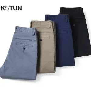 KSTUN 2023 Spring Summer New Casual Pants Men Cotton Slim Fit Chinos Fashion Trousers Male Brand Clothing Basic Mens Pants