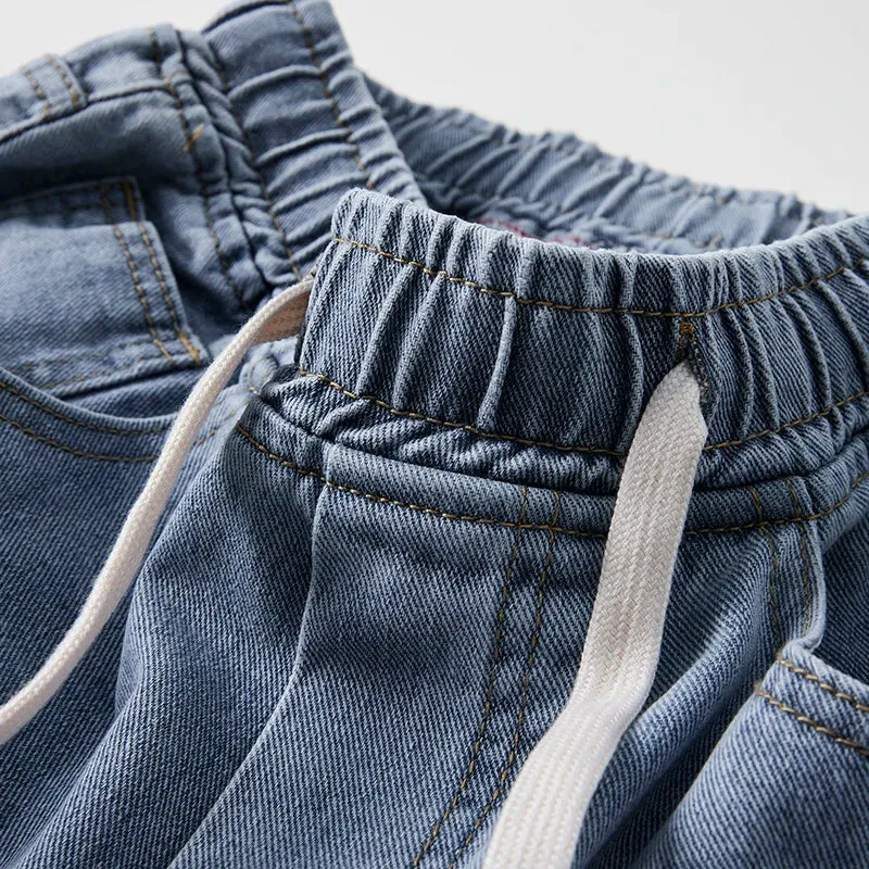 KSTUN Baggy Jeans Men Loose Fit Wide Leg Pants Casual Elastic Waist Boys Denim Pants Light Blue Men's Clothing pantalones hombre