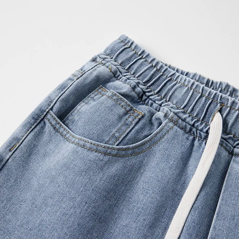 KSTUN Baggy Jeans Men Loose Fit Wide Leg Pants Casual Elastic Waist Boys Denim Pants Light Blue Men's Clothing pantalones hombre