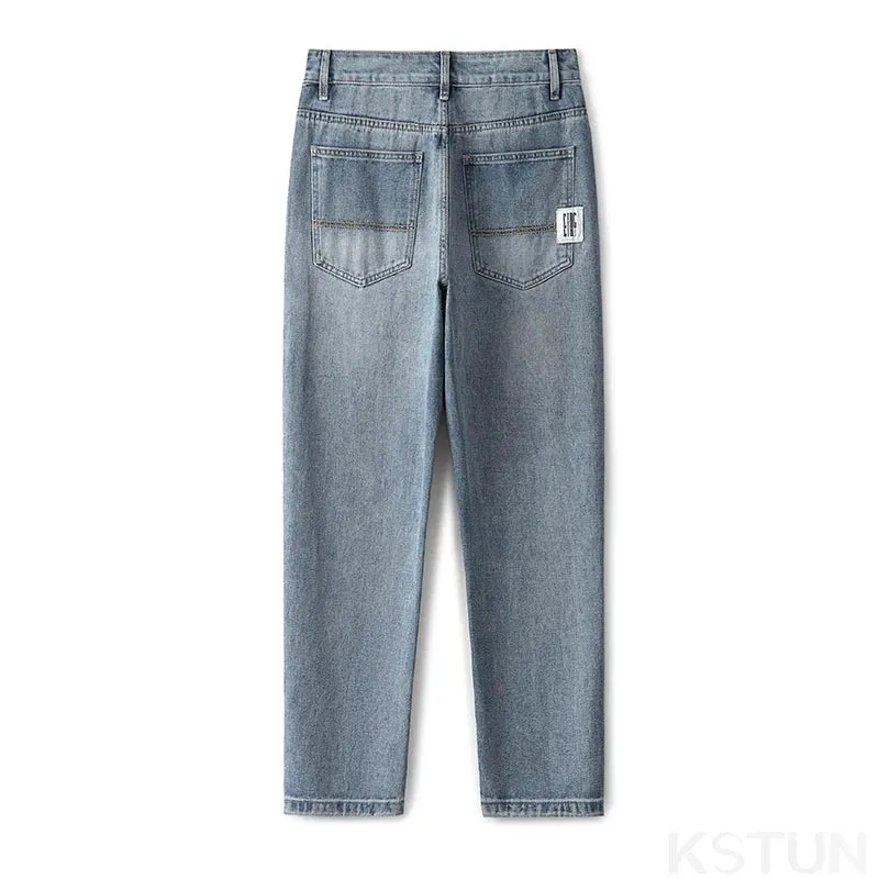 KSTUN Harem Jeans Men Pants Loose Fit Light Blue Casual Male Denim Pants Streetwear Baggy Men's Trousers Clothing 2024 New Kpop