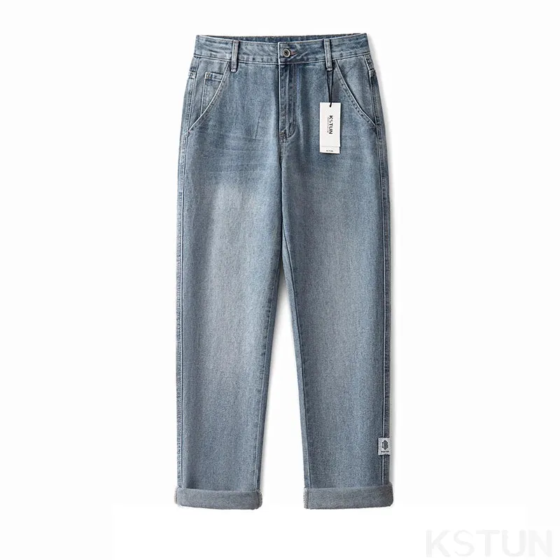 KSTUN Harem Jeans Men Pants Loose Fit Light Blue Casual Male Denim Pants Streetwear Baggy Men's Trousers Clothing 2024 New Kpop