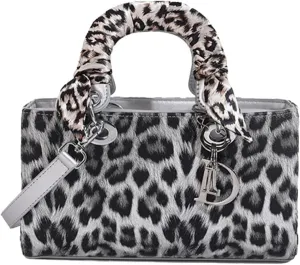 Leopard Print Handbag for Women PU Leather Shoulder Waterproof Crossbody Fashion Messenger Satchel Elegant Hobo Top Handle