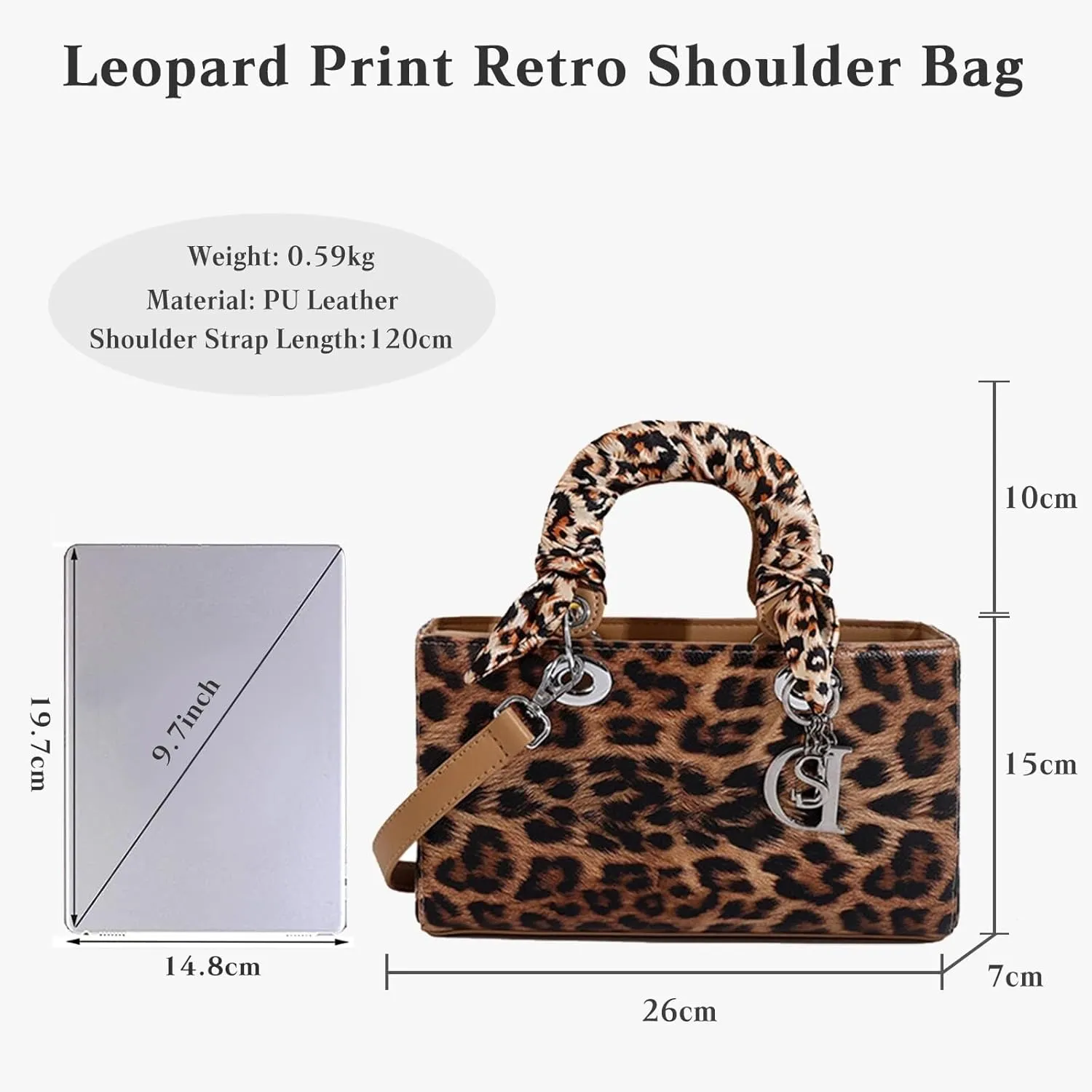 Leopard Print Handbag for Women PU Leather Shoulder Waterproof Crossbody Fashion Messenger Satchel Elegant Hobo Top Handle
