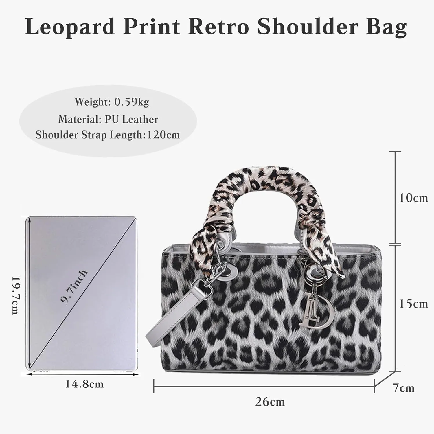 Leopard Print Handbag for Women PU Leather Shoulder Waterproof Crossbody Fashion Messenger Satchel Elegant Hobo Top Handle