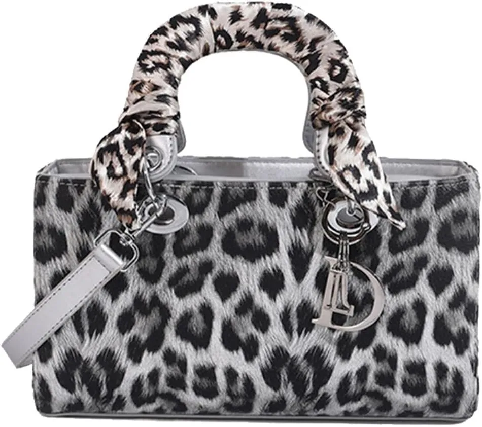 Leopard Print Handbag for Women PU Leather Shoulder Waterproof Crossbody Fashion Messenger Satchel Elegant Hobo Top Handle