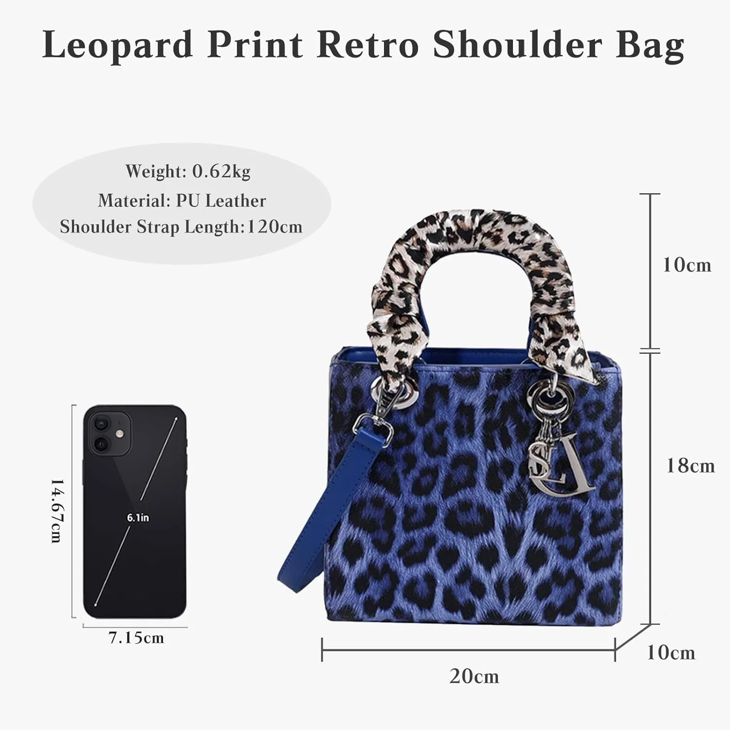 Leopard Print Handbag for Women PU Leather Shoulder Waterproof Crossbody Fashion Messenger Satchel Elegant Hobo Top Handle