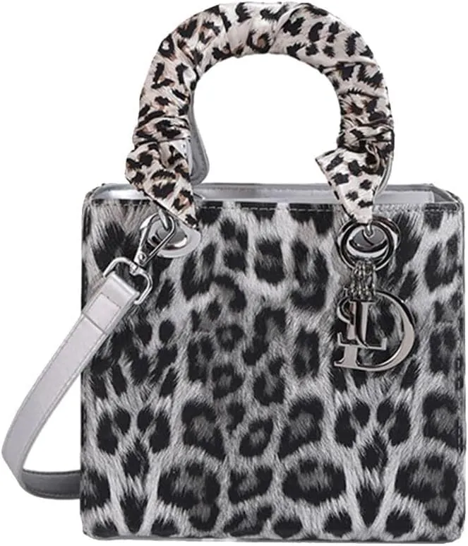 Leopard Print Handbag for Women PU Leather Shoulder Waterproof Crossbody Fashion Messenger Satchel Elegant Hobo Top Handle