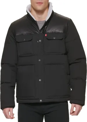 Levi's Men's Quilted Mixed Media Shirttail Work Wear Puffer Jacket
