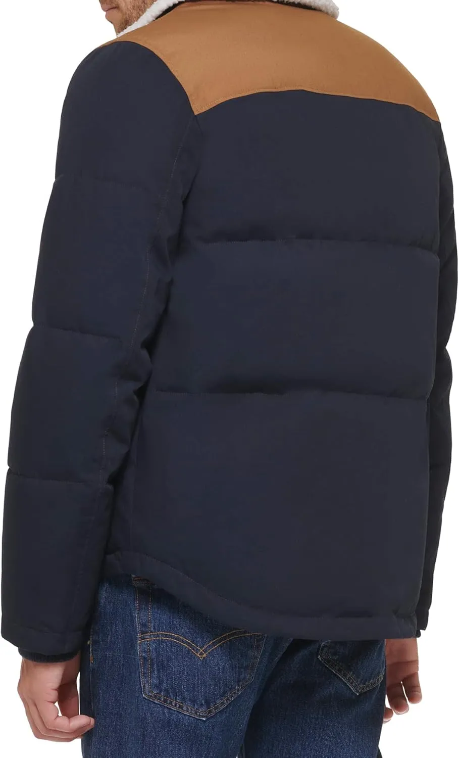 Levi's Men's Quilted Mixed Media Shirttail Work Wear Puffer Jacket