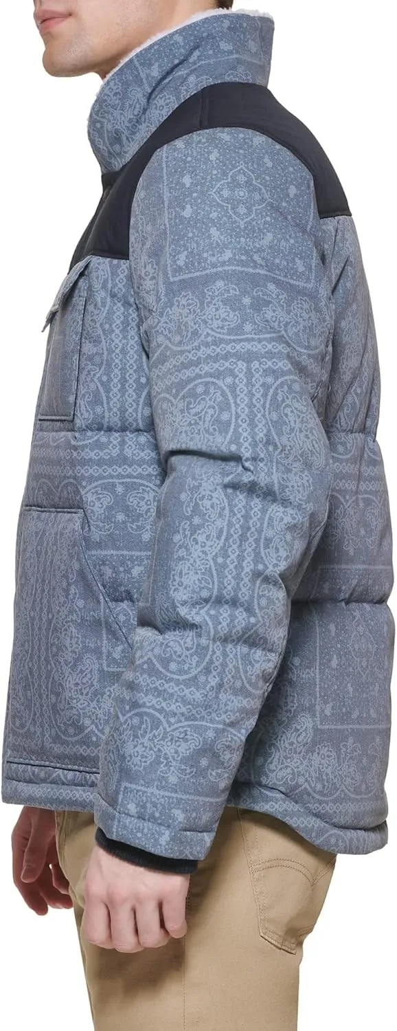 Levi's Men's Quilted Mixed Media Shirttail Work Wear Puffer Jacket