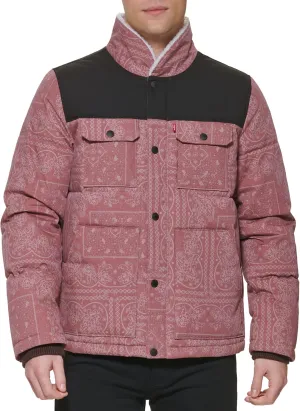 Levi's Men's Quilted Mixed Media Shirttail Work Wear Puffer Jacket