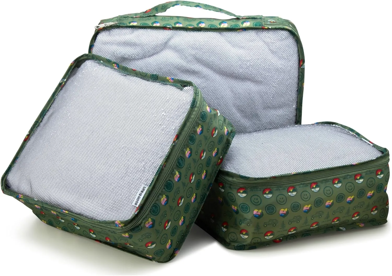 LIFE IS GOOD 6 Piece Packing Cube Set - Tear Resistant Mulifunctional Apparel and Accessory Storage, Outdoors