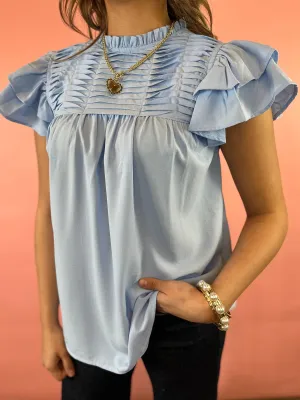 LIGHT BLUE RUFFLES TOP