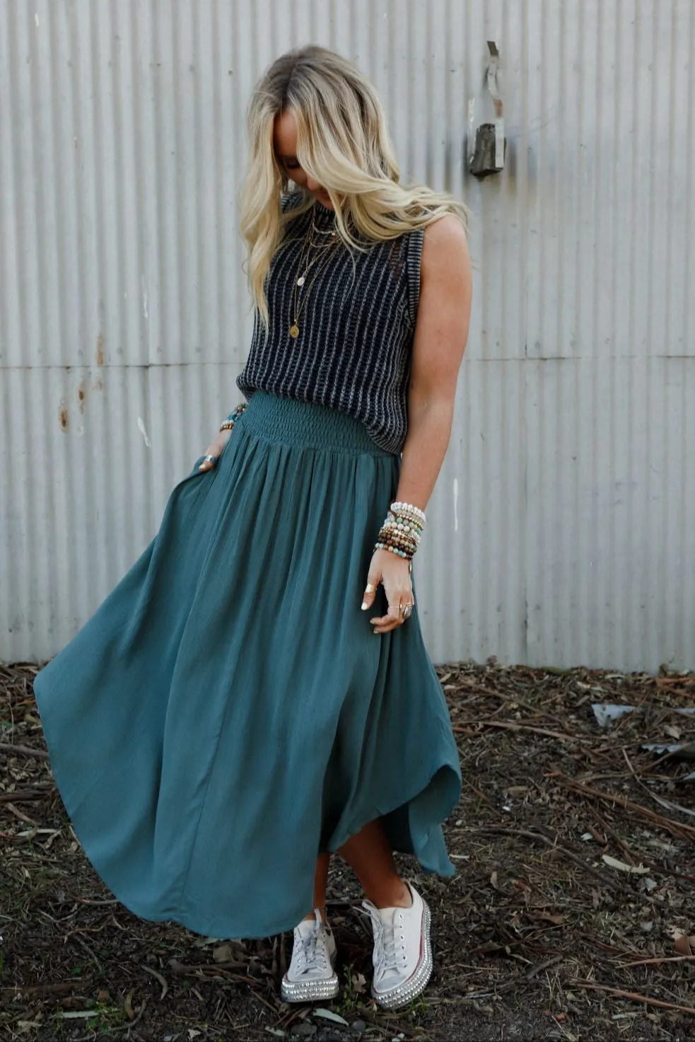 Light Trail Maxi Skirt - Jade