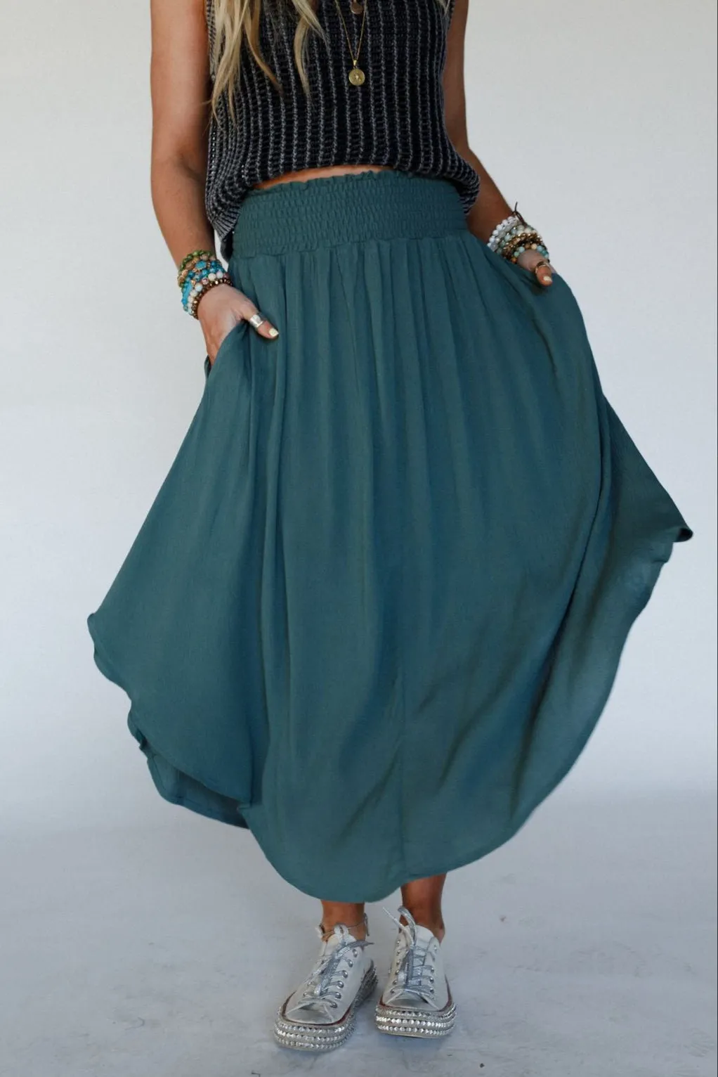 Light Trail Maxi Skirt - Jade
