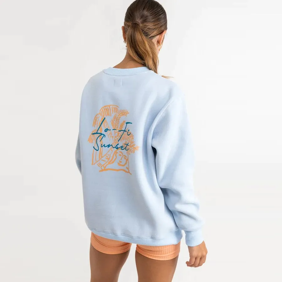 Lo Fi Sunset Crew Neck Fleece (Blue Smoke)